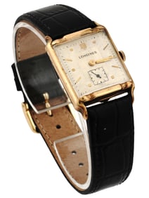 10K GOLD FILLED LONGINES WRIST WATCH LEATHER BRACELET