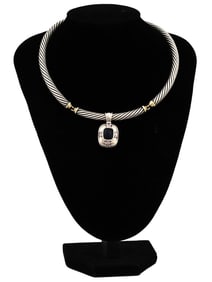 DAVID YURMAN GOLD AND ST SILVER SAPPHIRE NECKLACE