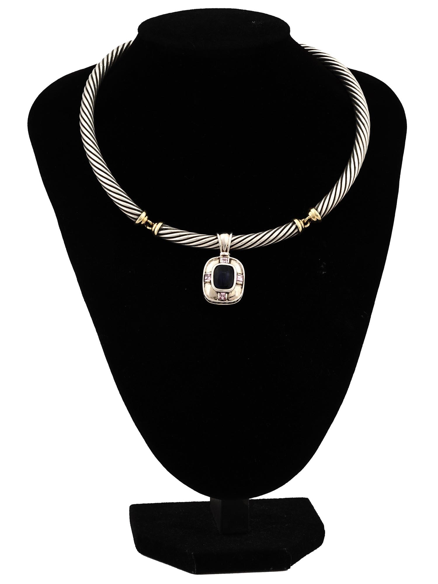 DAVID YURMAN GOLD AND ST SILVER SAPPHIRE NECKLACE (1 of 7)
