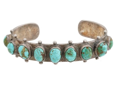 VINTAGE STERLING SILVER CUFF BRACELET TURQUOISE STONES