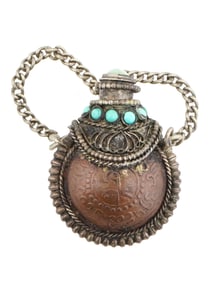 VINTAGE THAI SILVER TURQUOISE PERFUME BOTTLE PENDANT