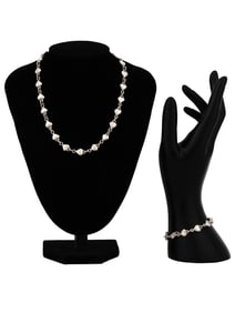 ITALIAN STERLING SILVER HEART NECKLACE BRACELET SET
