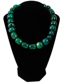 LARGE TURQUOISE STONE BEADED NECKLACE