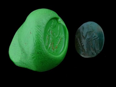 ROMAN MANNER CARVED STONE INTAGLIO SEAL W FEMALE FIGURE