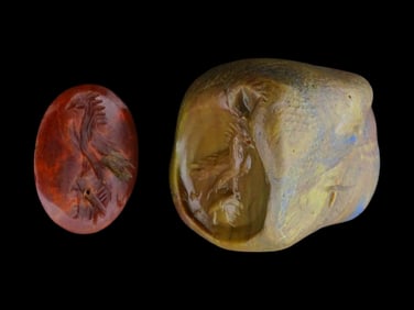 ROMAN MANNER CARVED CARNELIAN STONE INTAGLIO W BIRD
