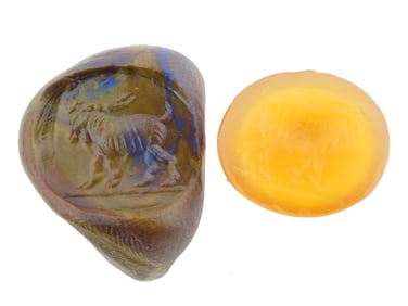 ROMAN MANNER CARVED CARNELIAN INTAGLIO SEAL W GOAT