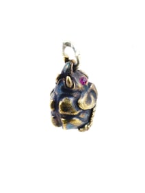 RUSSIAN SILVER RUBY DIAMOND SAPPHIRE ELEPHANT PENDANT