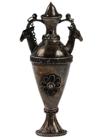 JUDAICA SILVER SNUFF BOTTLE WITH FILIGREE DESIGN