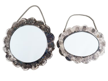 TWO MID 20TH CENTURY TURKISH SILVER WALL MIRRORS
