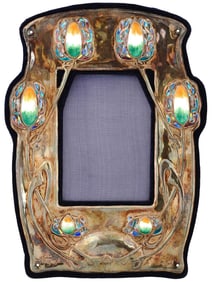 ART NOUVEAU ENGLISH STERLING SILVER ENAMEL FRAME