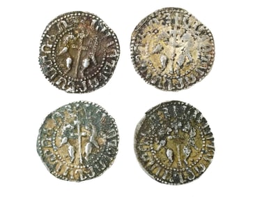 4 ANTIQUE CILICIAN ARMENIA LEVON I SILVER COINS