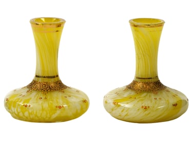 PAIR OF VENETIAN MURANO MANNER ART GLASS VASES