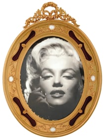ANTIQUE FRENCH BRONZE ENAMEL PEARL PICTURE FRAME