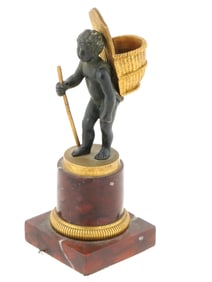 ANTIQUE FRENCH MANNER BRONZE SCULPTURAL MATCH HOLDER