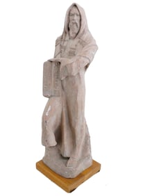VINTAGE JUDAICA PLASTER SCULPTURE MOSES COMMANDMENTS