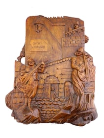 VINTAGE DUTCH CARVED WOODEN BAS RELIEF WALL PLAQUE