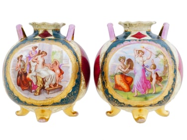 VINTAGE ROYAL VIENNA CERAMIC VASES CLASSICAL SCENES