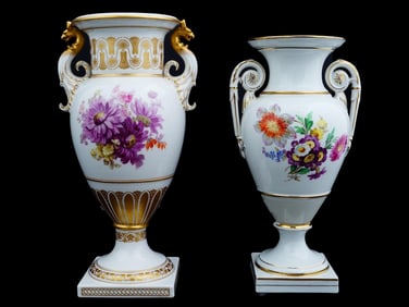 ANTIQUE GERMAN PORCELAIN VASES BY MEISSEN AND KPM