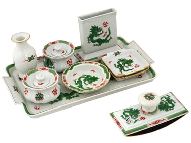 MEISSEN GREEN MING DRAGON PORCELAIN WRITING SET