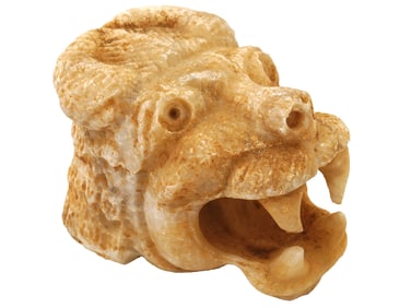 ANCIENT MARBLE HEAD OF A MYTHOLOGICAL CREATURE