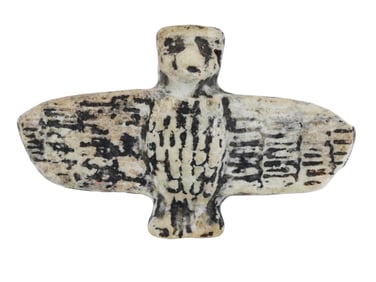ANCIENT WESTERN ASIATIC CARVED MARBLE OWL PENDANT