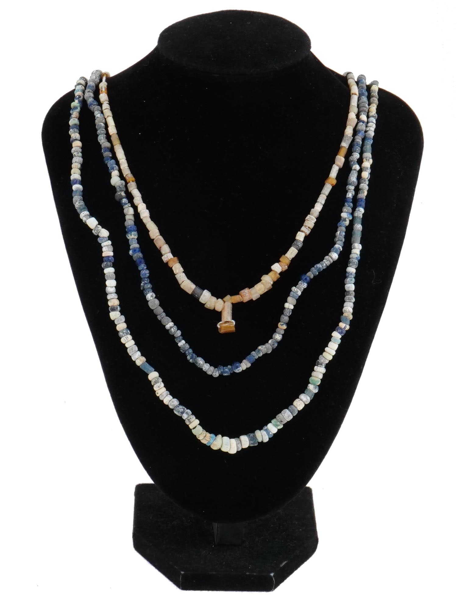 THREE ANCIENT ROMAN MULTICOLOR GLASS BEAD NECKLACES (1 of 3)