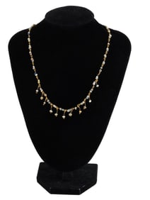 ANCIENT ROMAN GOLD NECKLACE GLASS BEADS AND DANGLES
