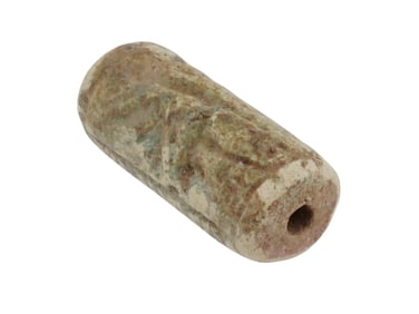 ANCIENT EGYPTIAN LATE PERIOD ENGRAVED FAIENCE BEAD