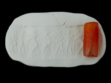 ANCIENT MESOPOTAMIAN CARNELIAN CYLINDER SEAL BEAD