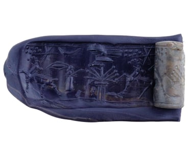 ANCIENT CYLINDER SHAPED CARVED HARD STONE SEAL