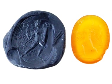 ANCIENT HAND CARVED CARNELIAN STONE INTAGLIO SEAL