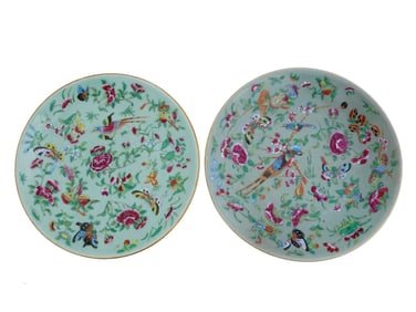 ANTIQUE CHINESE EXPORT DECORATIVE FAMILLE ROSE PLATES