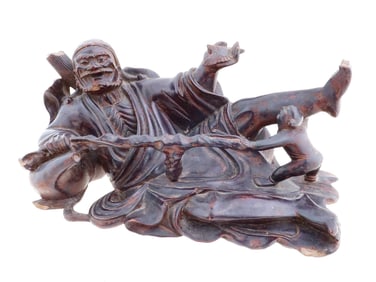ANTIQUE 19TH CENTURY CHINESE CARVED WOODEN FIGURE