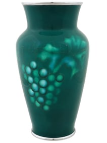 JAPANESE SILVER MOUNTED BLUE CLOISONNE ENAMEL VASE