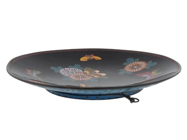 ANTIQUE JAPANESE MEIJI CLOISONNE ENAMEL WALL PLATE