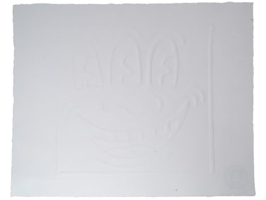 KEITH HARING THREE EYED SMILING FACE EMBOSSING