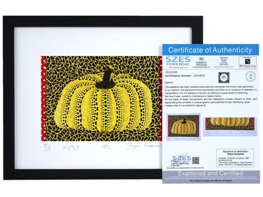 SIGNED YAYOI KUSAMA 1982 LITHOGRAPH WITH COA