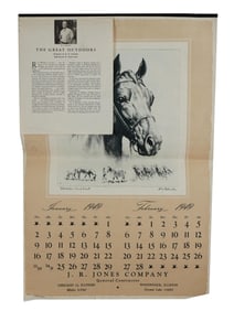 1949 HORSE RACING CALENDAR W ILLUSTRATIONS OF PALENSKE
