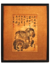 AFTER MORI SOSEN JAPANESE LITHOGRAPH WISE MONKEYS