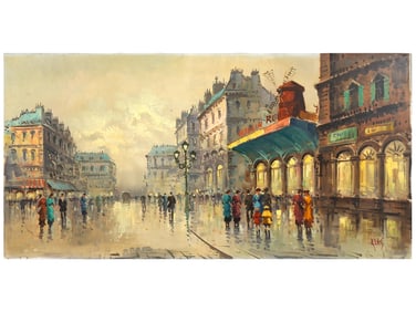 PARIS MOULIN ROUGE PAINTING OIL BY ANTONIO DEVITY