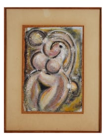 MODERNIST PAINTING MAENAD II SIGNED GODFREY FRAMED