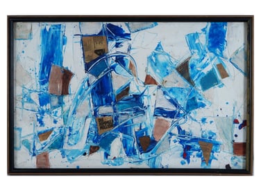 AFTER AFRO BASALDELLA ABSTRACT MIXED MEDIA PAINTING