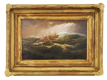 AMERICAN MARINE PAINTING BY ANTONIO JACOBSEN SIGNED