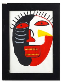 ATTR TO JEAN MICHEL BASQUIAT OIL STICK PAINTING 1982