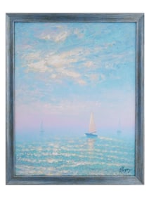 UKRAINIAN SEA OIL PAINTING BY DMITRY OLEYN WITH COA
