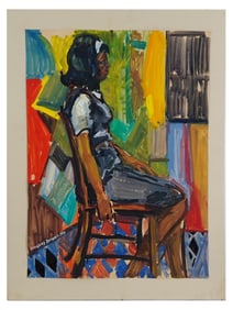 ATTR TO BEAUFORD DELANEY MIXED MEDIA PAINTING