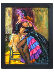 STYLE OF KEES VAN DONGEN FAUVE LADY OIL PAINTING