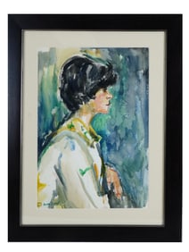 ATTR TO MARY CASSATT PORTRAIT WATERCOLOR PAINTING