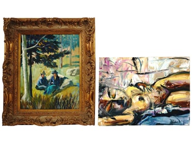 GENRE AND NUDE BY ROBERT YI OIL ON CANVAS PAINTINGS