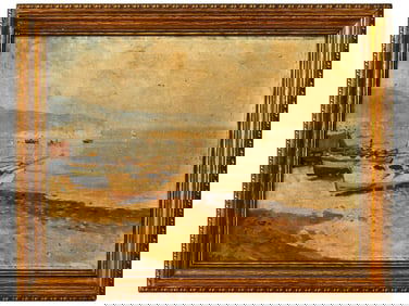 ANTIQUE AMERICAN SEASCAPE OIL PAINTING SIGNED